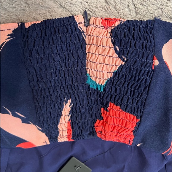 Lulu’s Navy Abstract Print wrap skirt with cropped halter top set. - Picture 5 of 9